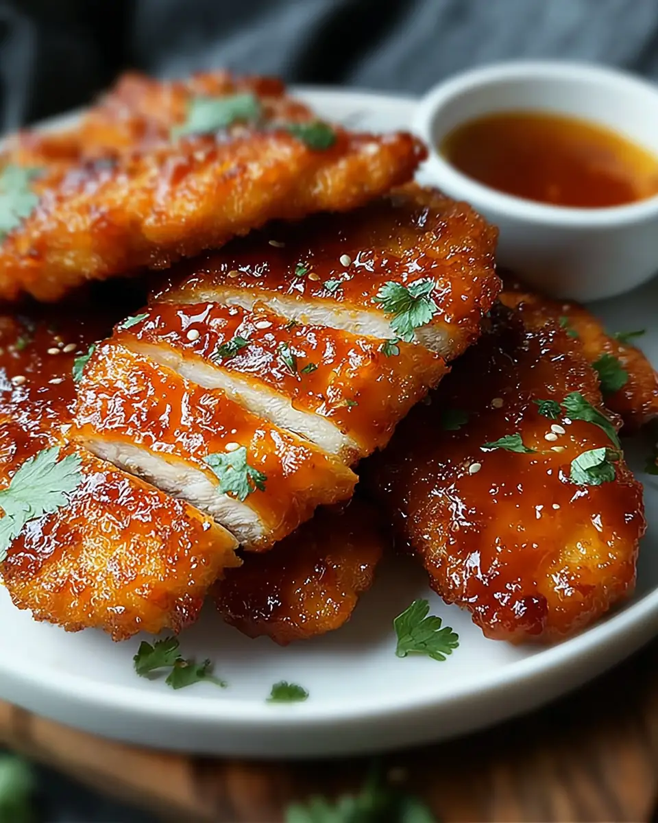 A delicious plate of Crispy Baked Hot Honey Chicken