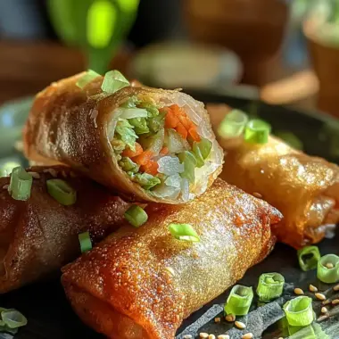 A delicious plate of Crispy Rice Paper Spring Rolls