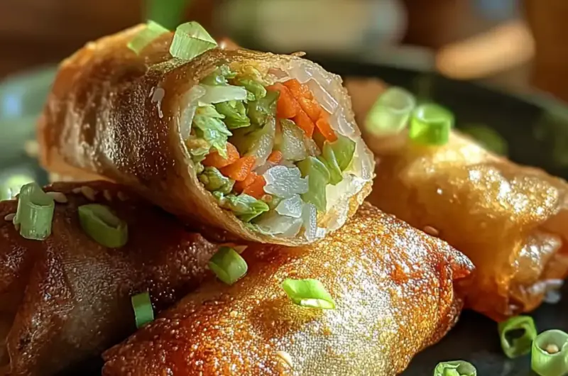 A delicious plate of Crispy Rice Paper Spring Rolls