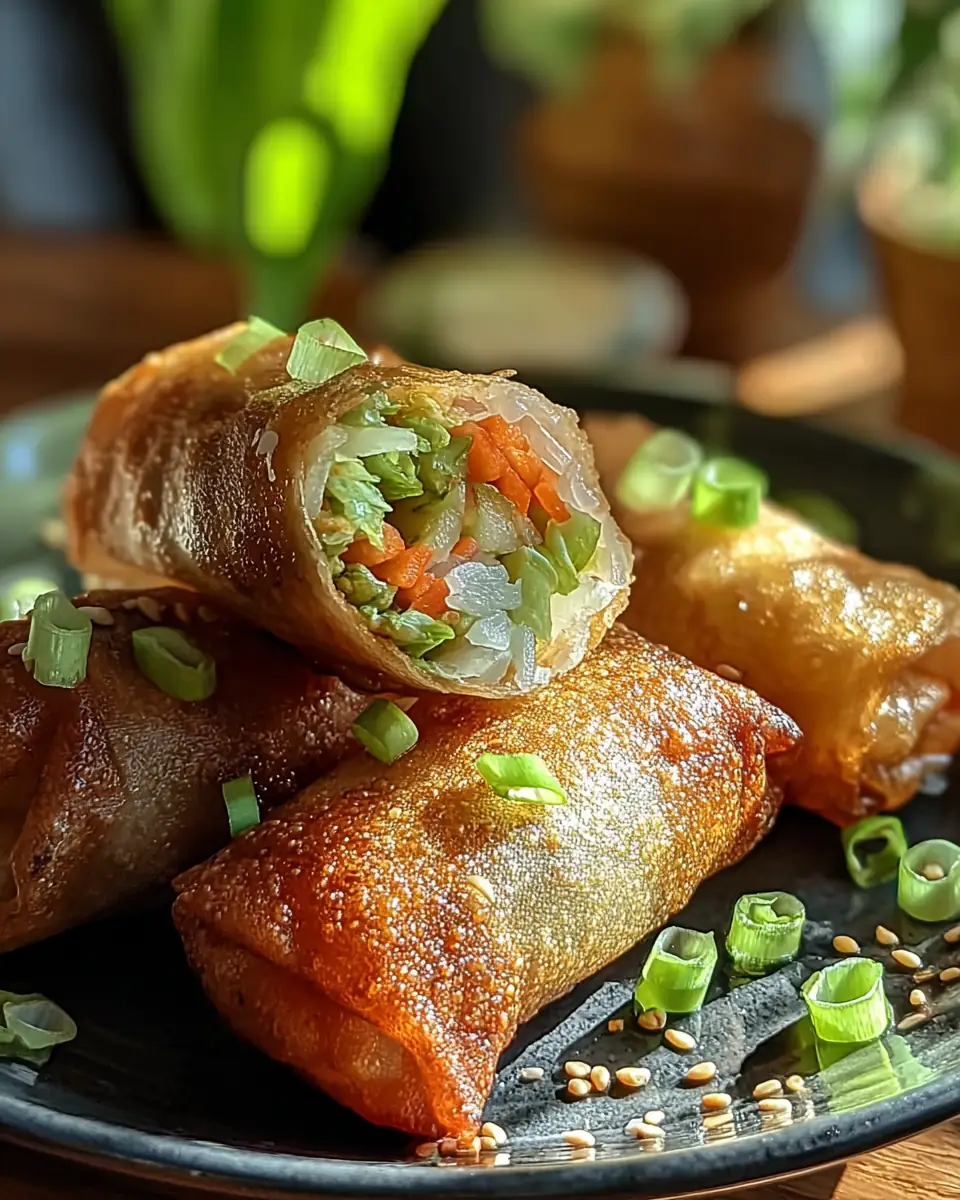 A delicious plate of Crispy Rice Paper Spring Rolls