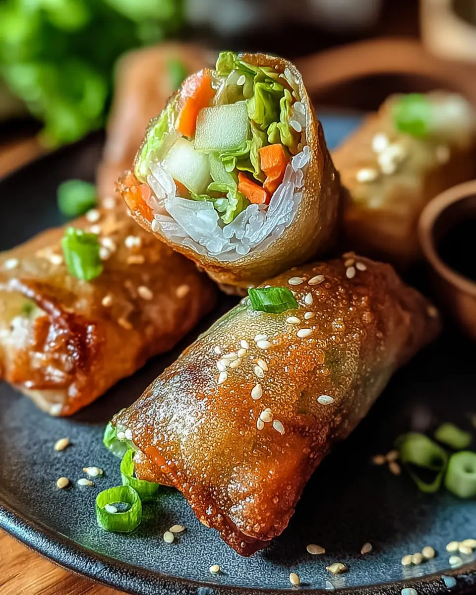 A delicious plate of Crispy Rice Paper Spring Rolls