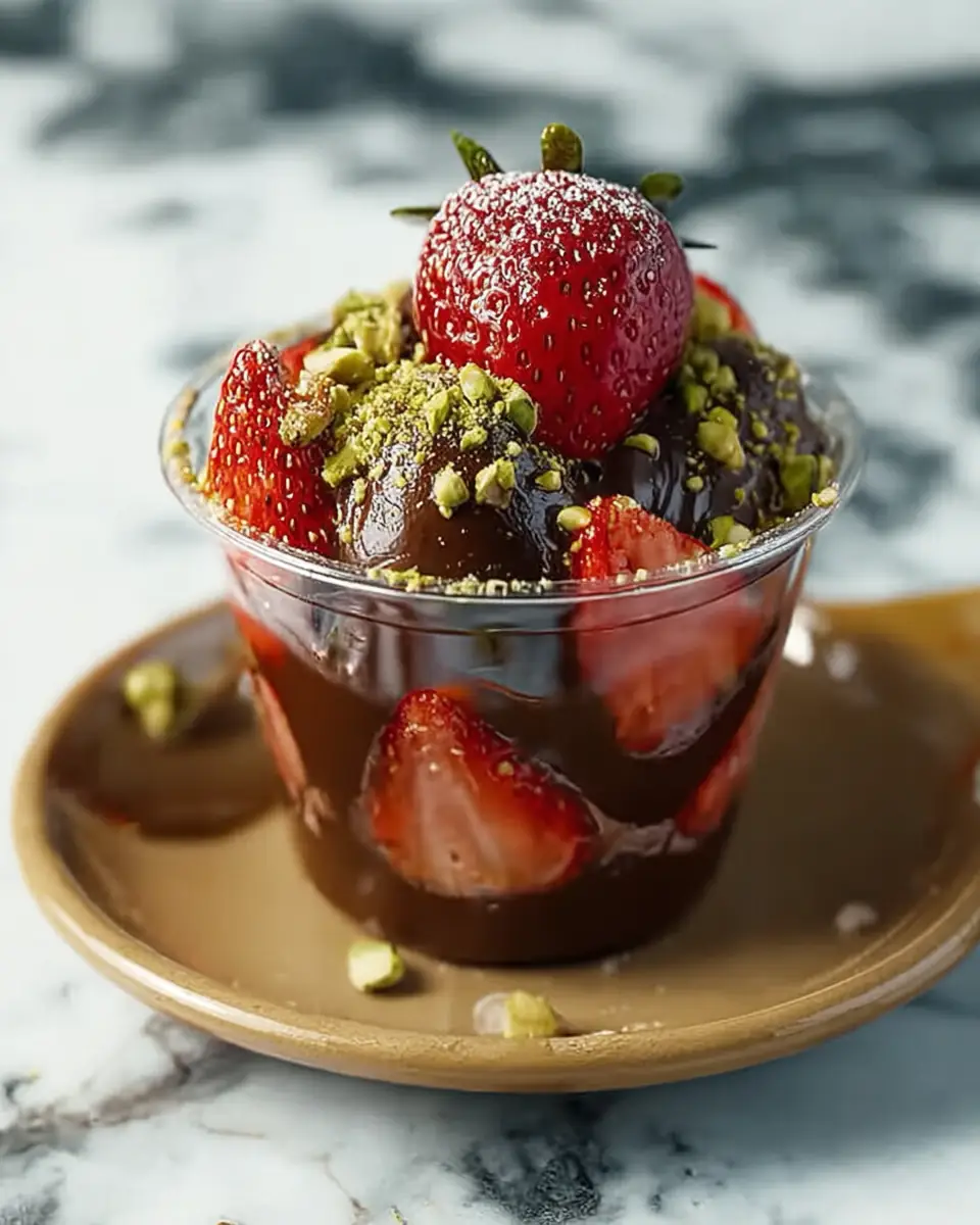 A delicious plate of Dubai Chocolate Strawberry Cup