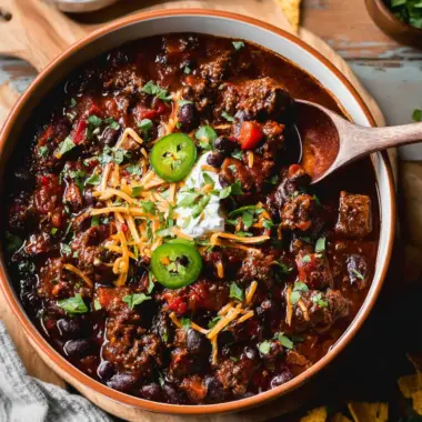 A delicious plate of Dutch Oven Chili Con Carne