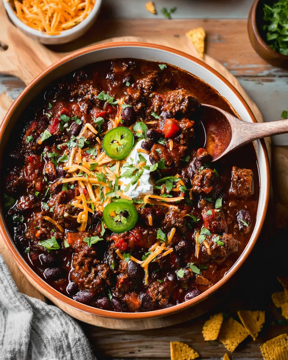 A delicious plate of Dutch Oven Chili Con Carne