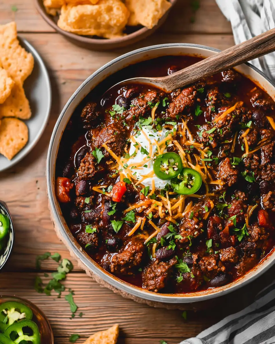 A delicious plate of Dutch Oven Chili Con Carne