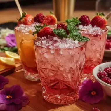A delicious plate of Galentine’s Pink Mocktail