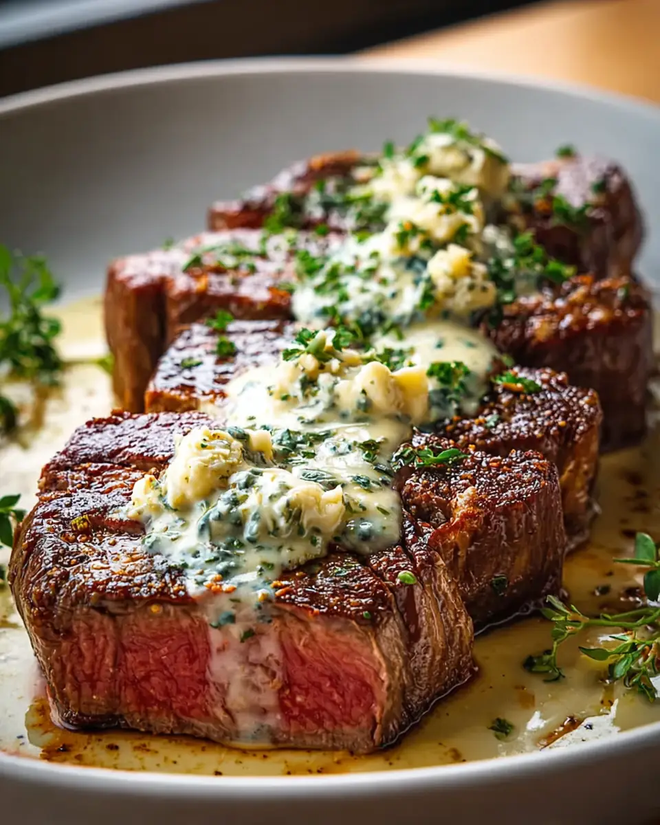 A delicious plate of Garlic Butter Steak with Parmesan Cream Sauce