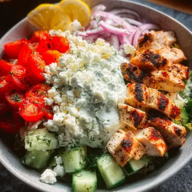 A delicious plate of Greek Chicken Bowls