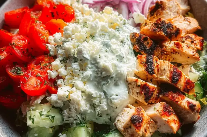 A delicious plate of Greek Chicken Bowls