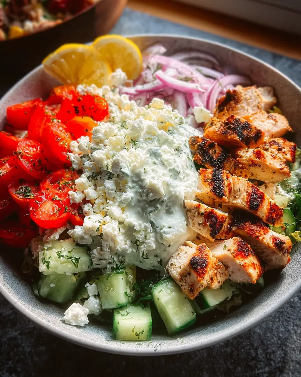 A delicious plate of Greek Chicken Bowls
