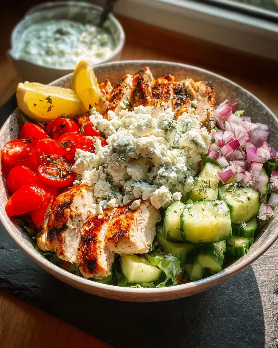 A delicious plate of Greek Chicken Bowls