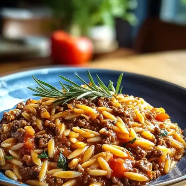 A delicious plate of Ground Beef Orzo Recipe