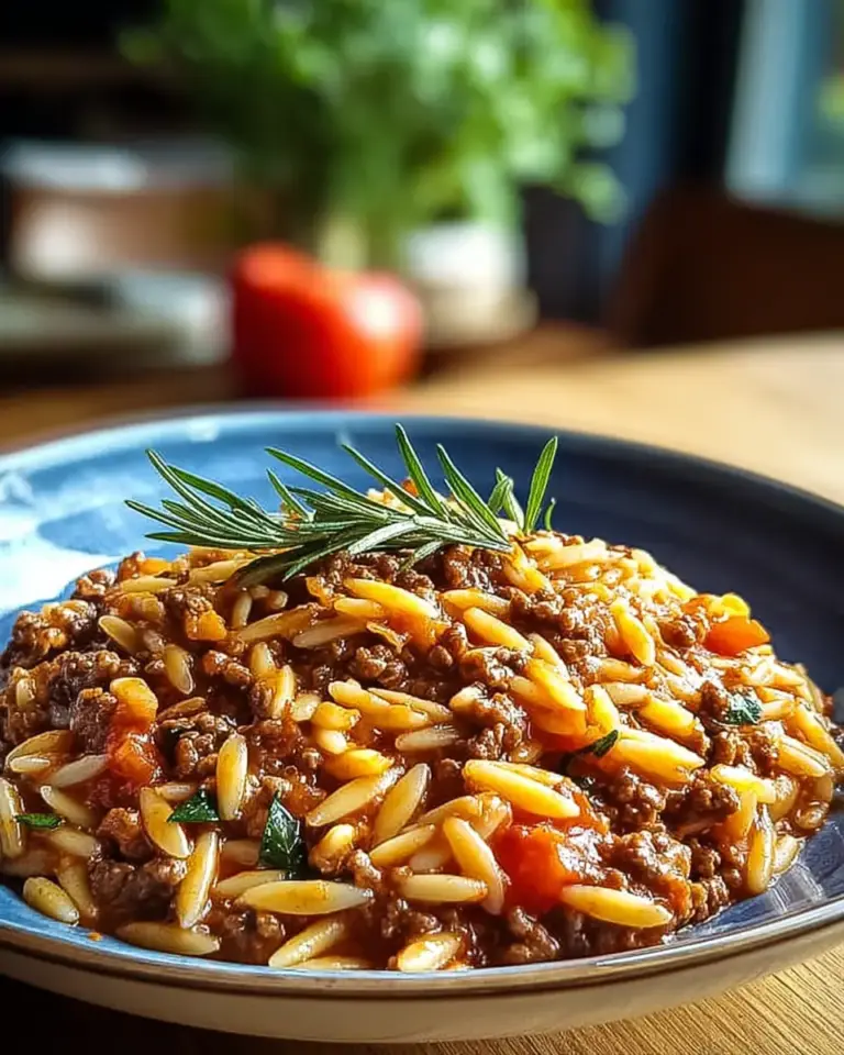 A delicious plate of Ground Beef Orzo Recipe