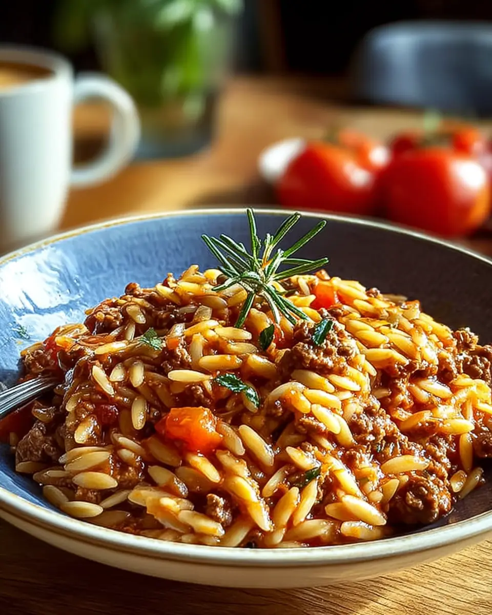 A delicious plate of Ground Beef Orzo Recipe