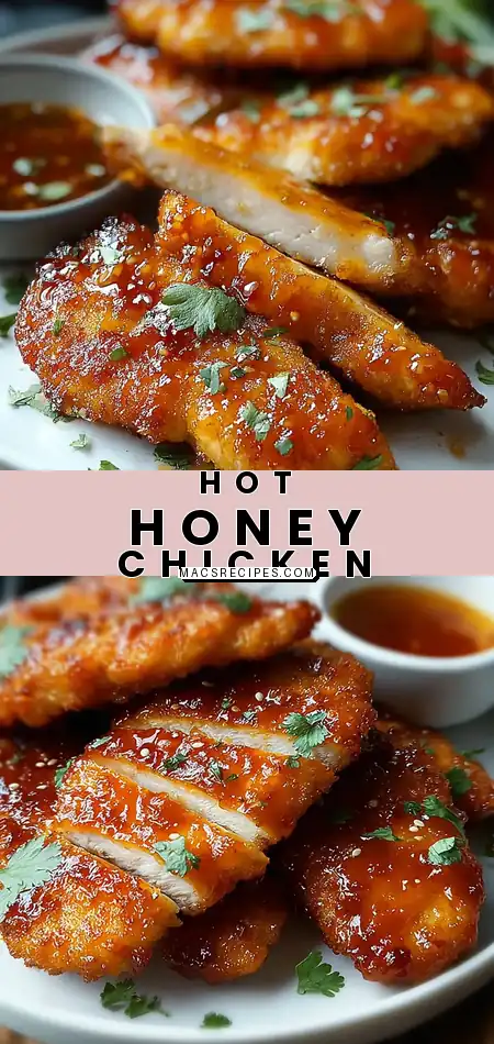 Pinterest pin (Design 1) for Crispy Baked Hot Honey Chicken