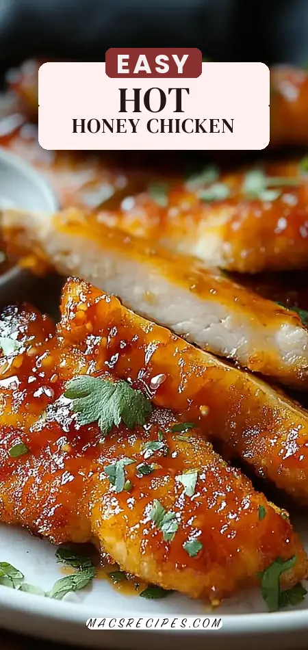 Pinterest pin (Design 2) for Crispy Baked Hot Honey Chicken