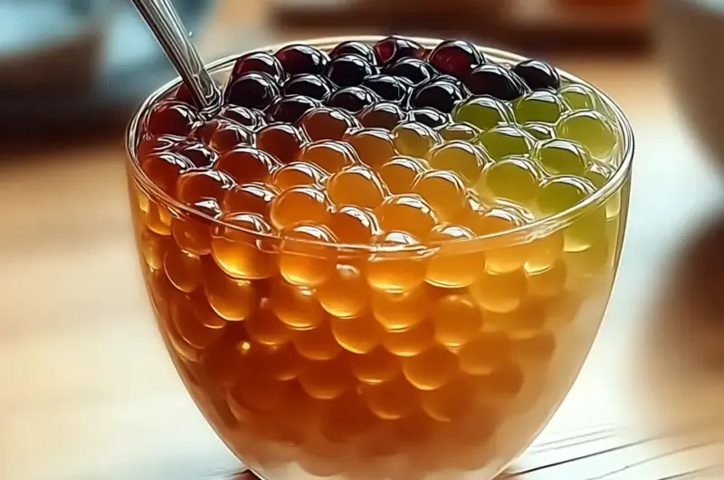 A delicious plate of Homemade Popping Boba