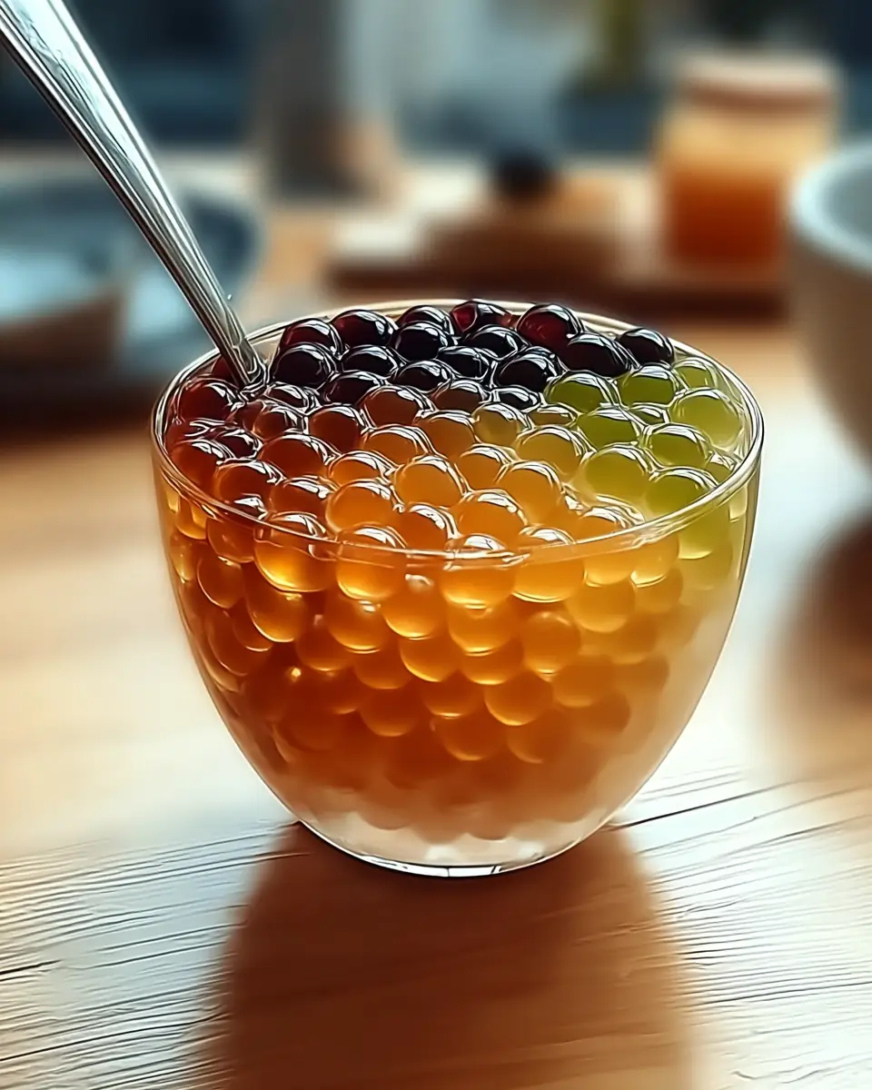 A delicious plate of Homemade Popping Boba
