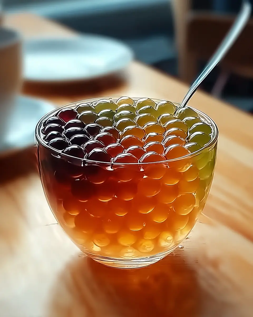 A delicious plate of Homemade Popping Boba