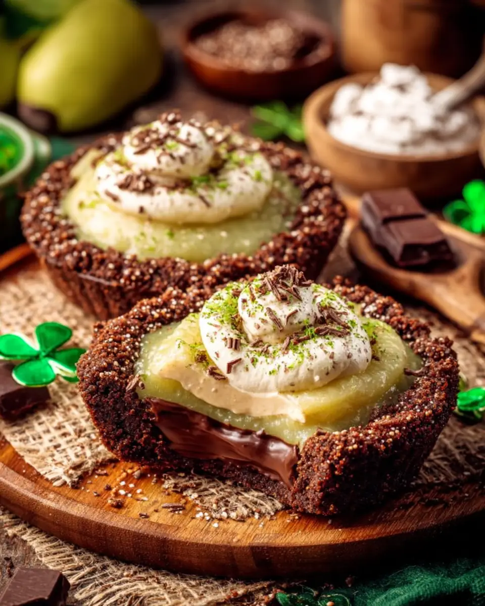 A delicious plate of Irish Mint Cookie Pie Cups