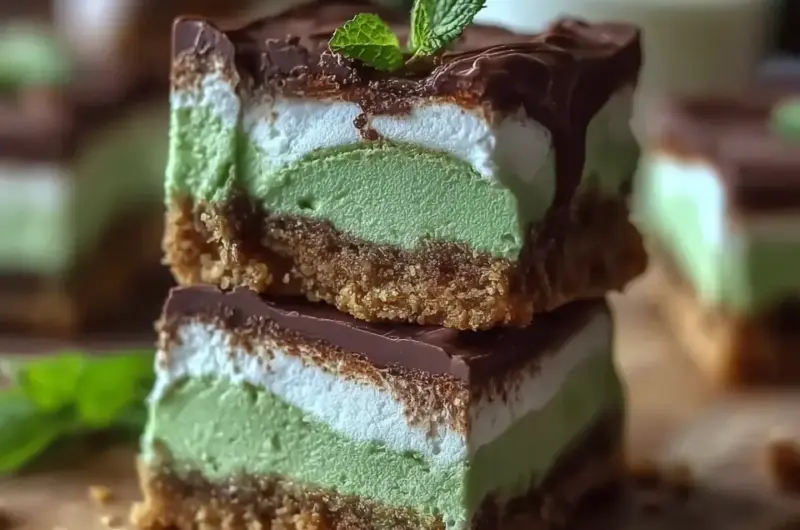 A delicious plate of Irresistible Irish Mint Marshmallow Bars