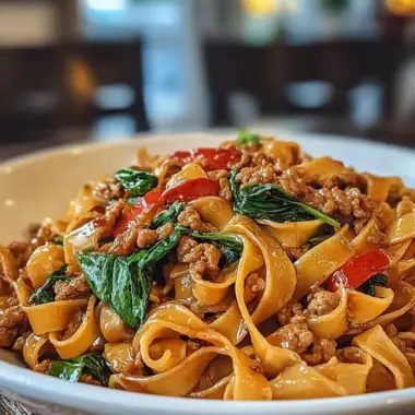 A delicious plate of Italian Drunken Noodles