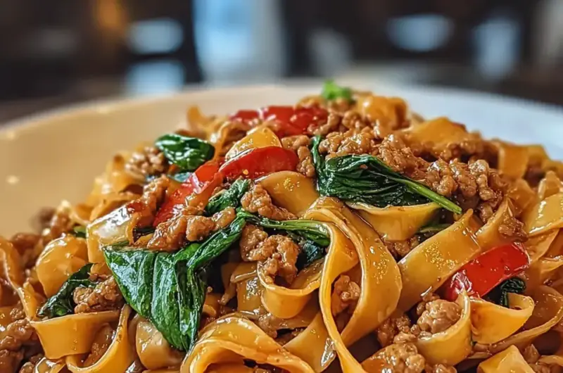A delicious plate of Italian Drunken Noodles