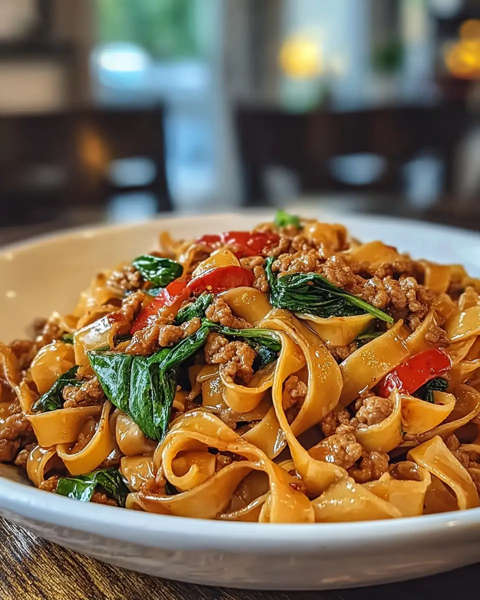 A delicious plate of Italian Drunken Noodles