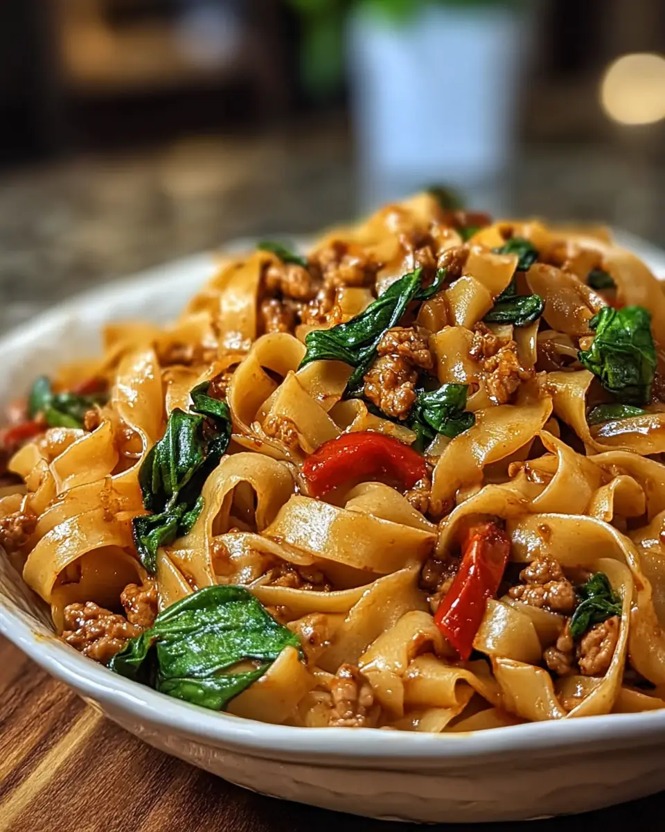 A delicious plate of Italian Drunken Noodles