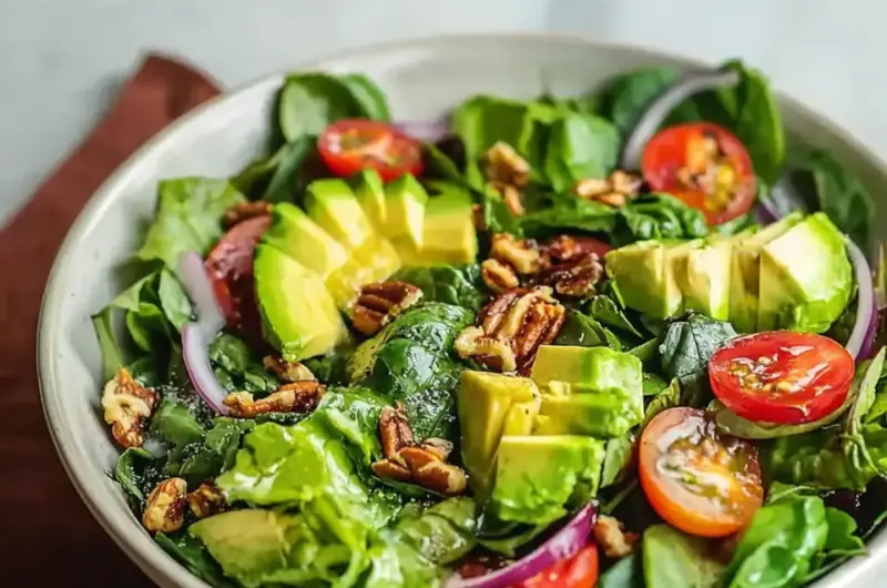 A delicious plate of Juicy Spring Salad with Avocado