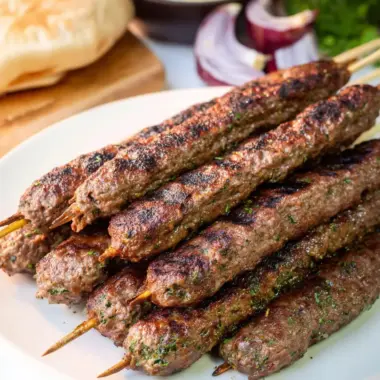 A delicious plate of Kafta Kebabs