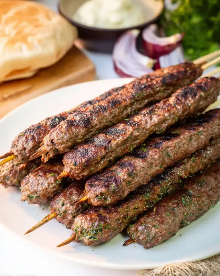 A delicious plate of Kafta Kebabs