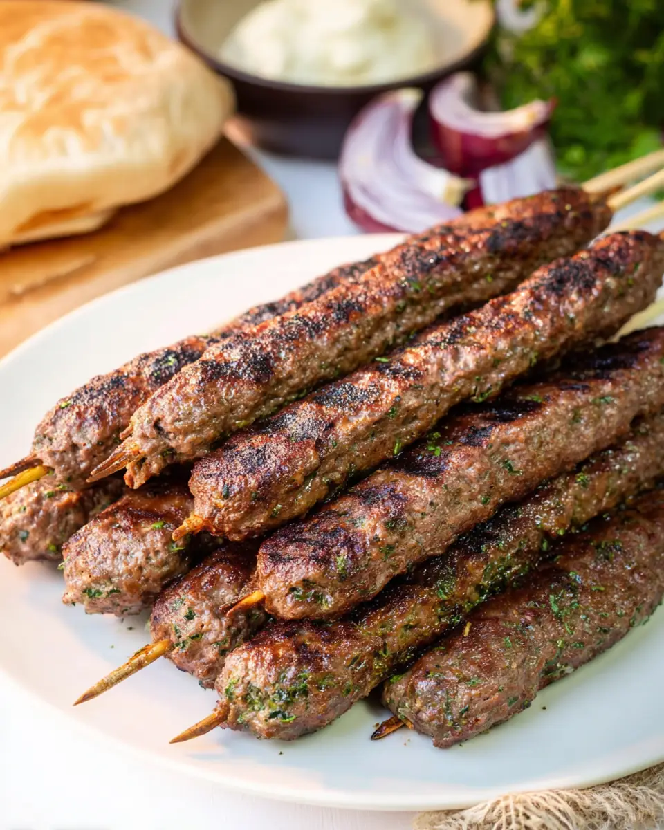 A delicious plate of Kafta Kebabs