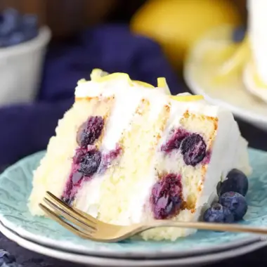 A delicious plate of Lemon Blueberry Cake
