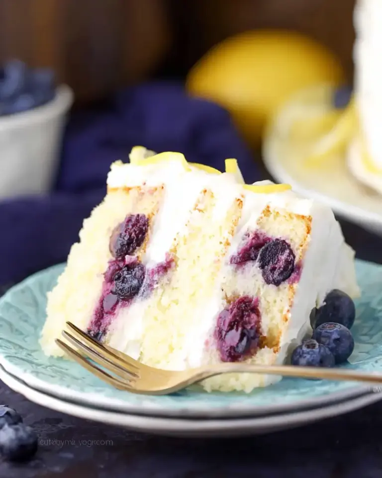 A delicious plate of Lemon Blueberry Cake