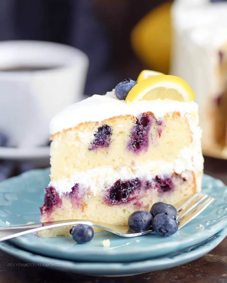 A delicious plate of Lemon Blueberry Cake