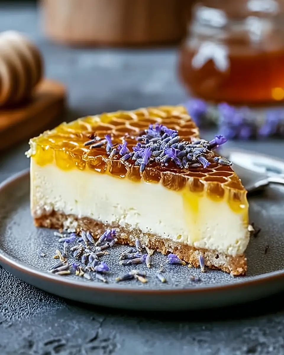 A delicious plate of Lemon Lavender Cheesecake