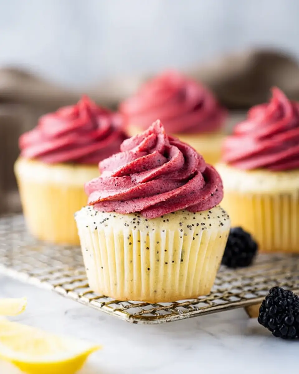 A delicious plate of Lemon Poppy Seed Cupcakes