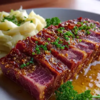 A delicious plate of Maple Mustard Corned Beef