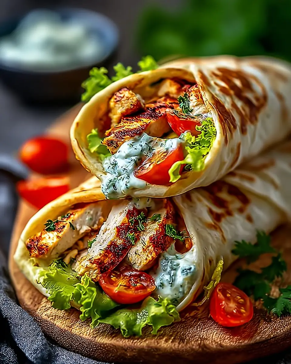 A delicious plate of Mediterranean Chicken Gyros