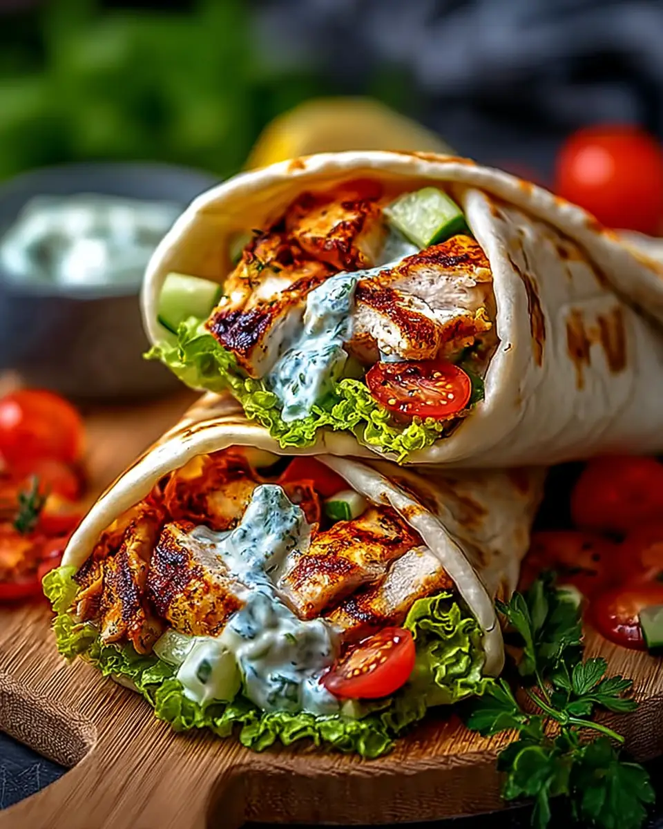 A delicious plate of Mediterranean Chicken Gyros