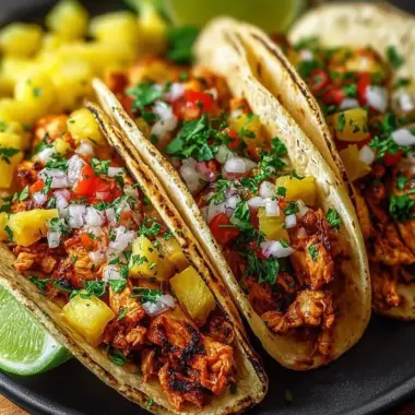 A delicious plate of Pineapple Chicken Tacos