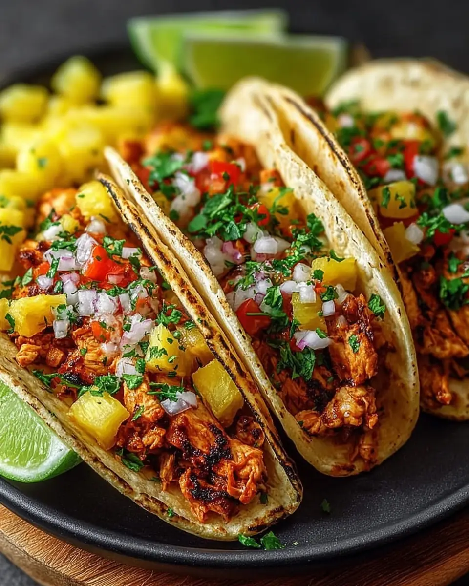 A delicious plate of Pineapple Chicken Tacos