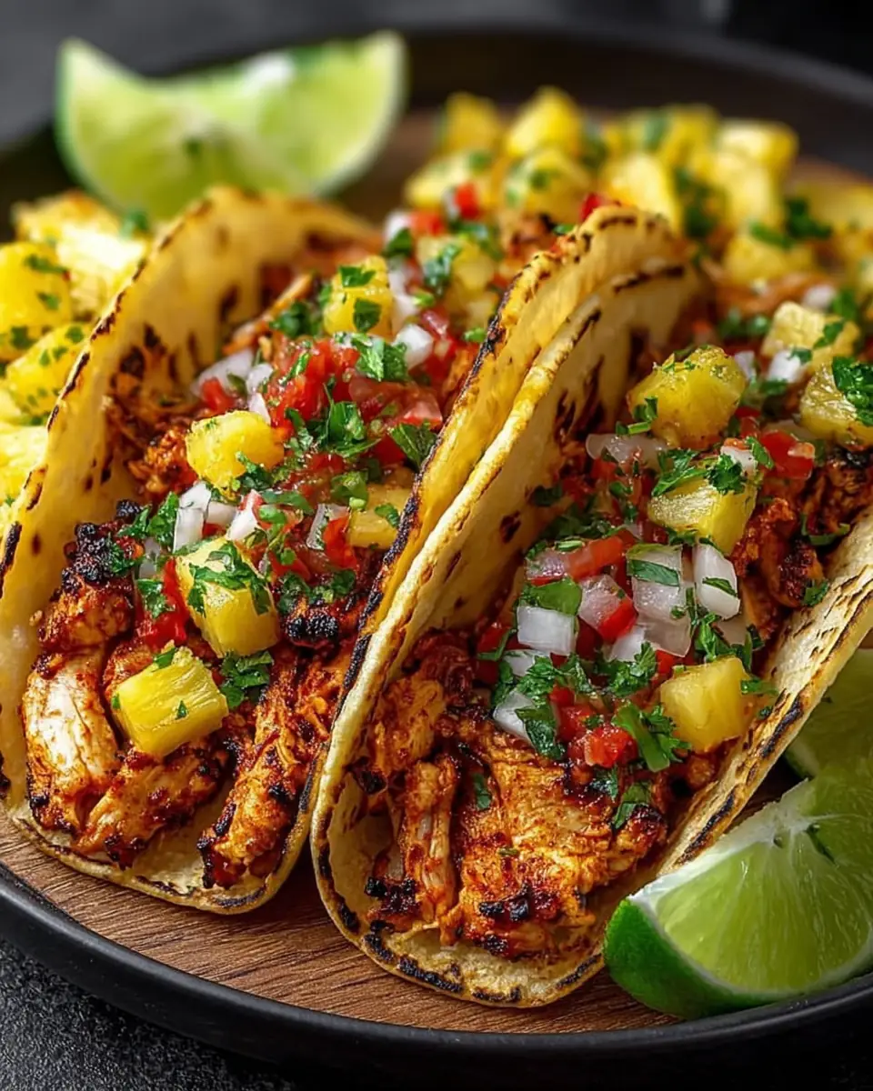 A delicious plate of Pineapple Chicken Tacos