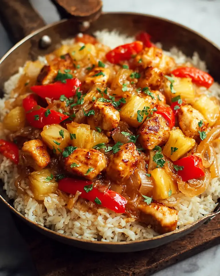 A delicious plate of Pineapple Chicken and Rice