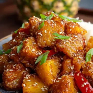 A delicious plate of Pineapple Chicken