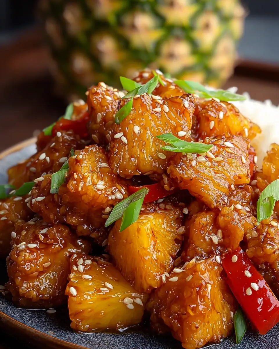 A delicious plate of Pineapple Chicken
