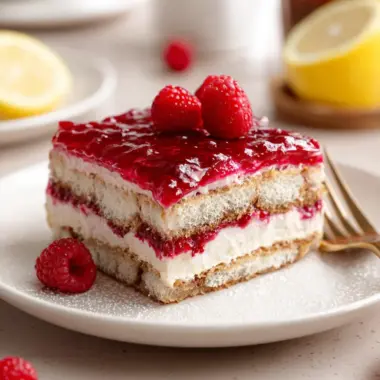 A delicious plate of Raspberry Tiramisu