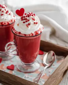 A delicious plate of Red Velvet Hot Chocolate