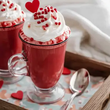 A delicious plate of Red Velvet Hot Chocolate